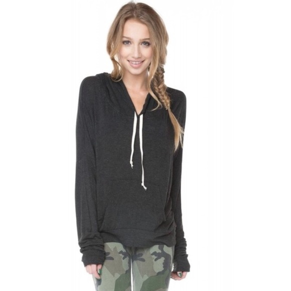 Brandy Melville Tops - Brandy Melville Layla Dark Gray Hoodie